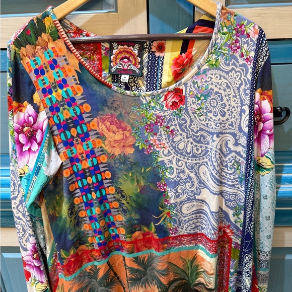 Johnny Was Tops - Johnny Was Multicolor Floral and Paisley Long Sleeve Top